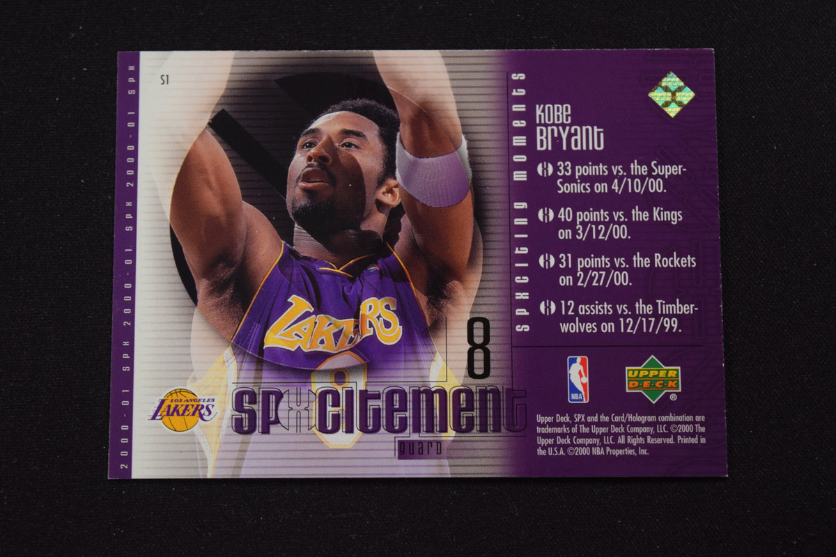 Kobe Bryant 2000-01 Upper Deck SPx SPXcitement #S1 Los Angeles Lakers Insert - Bild 2 von 2