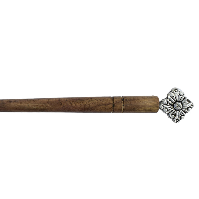 Women Juda Hair Pin Wood & Metal Handmade Beautiful Design Traditional Stick Pin - Picture 7 of 40