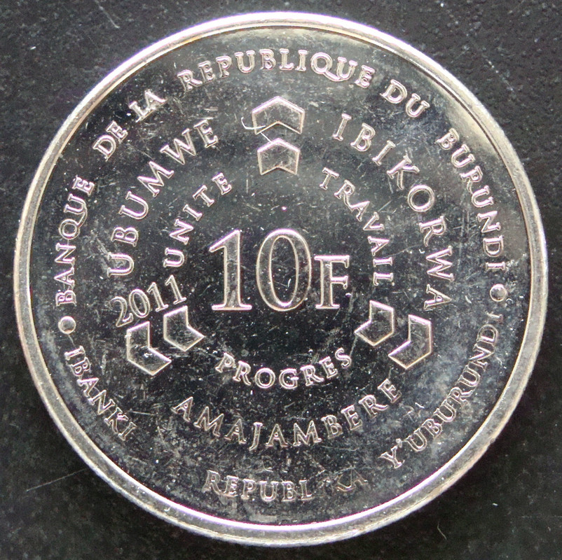 10 Francos. Burundi (2011) BUR-10-Francos-2011-anv