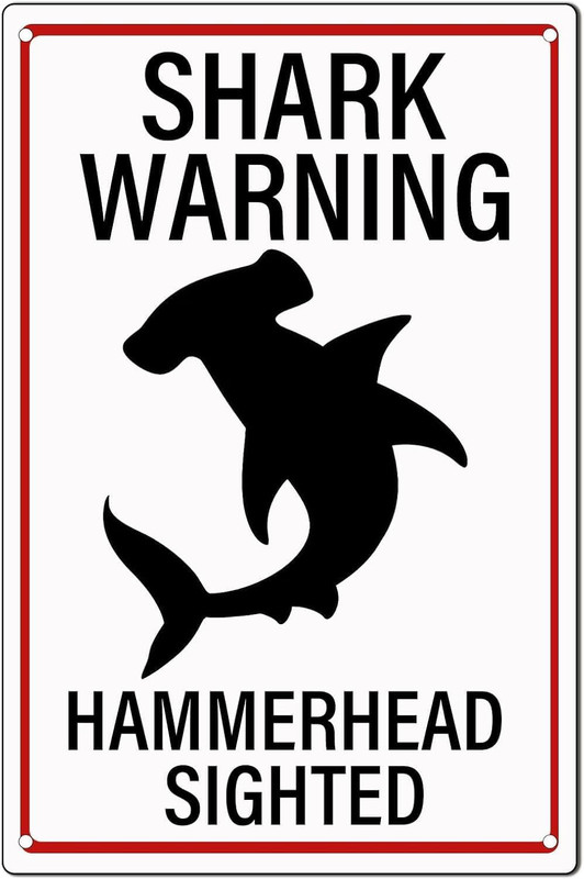 Warning Tin Signs Shark Warning Hammerhead Sighted Metal Sign Shark Bedroom Decor Tin Poster for Men