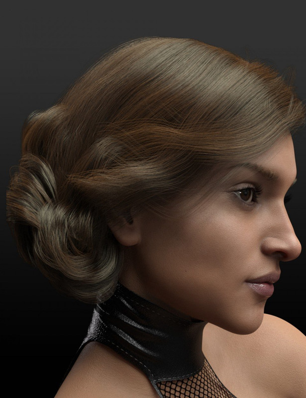 dforce Side Swept Updo Hair for Genesis 3 and 8 Female(s)