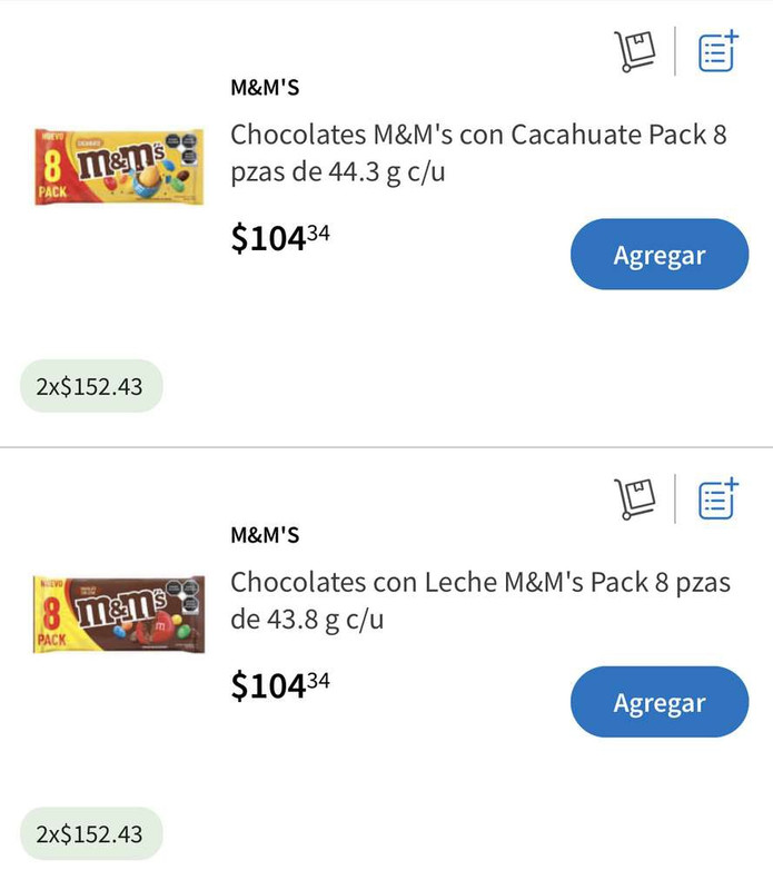 Sam's Club: M&M’s 2X8 pack de 43.5g AMARILLO o CAFE