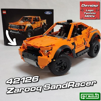 Off-road dune buggy supercar Zarooq SandRacer alternative build using only bricks from the LEGO Technic set 42126 Ford F-150 Raptor