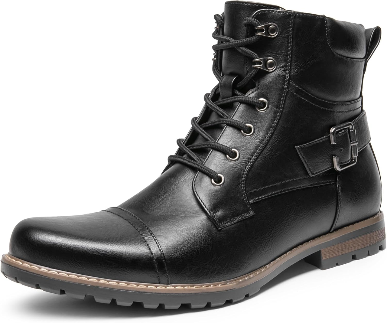 BRUNO MARC MEN'S MOTORCYCLE COMBAT BOOTS ZIPPER BIKER BOOT