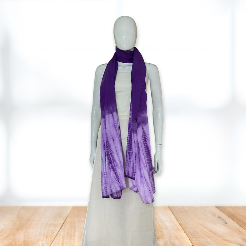 Purple Harmony Tie & Dye MulMul Cotton Dupatta