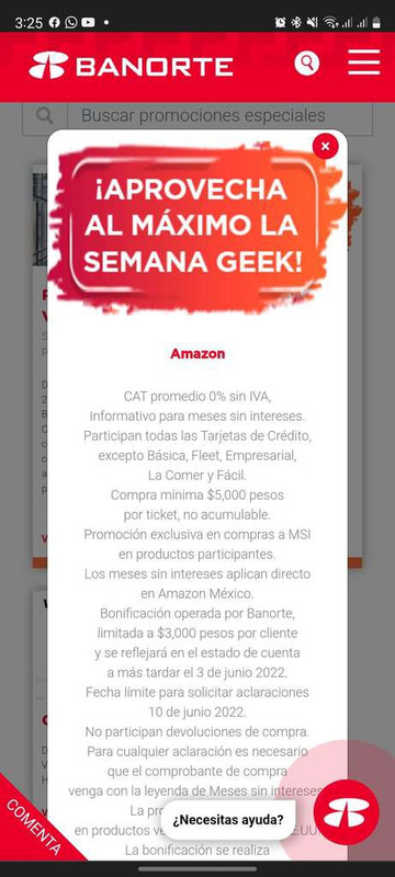 Amazon: 15% de bonificación con Banorte en compras mínimas de $5000 a MSI 