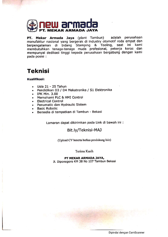 Lowongan PT Mekar Armada Jaya- Info Lowongan | Job Arrangement System