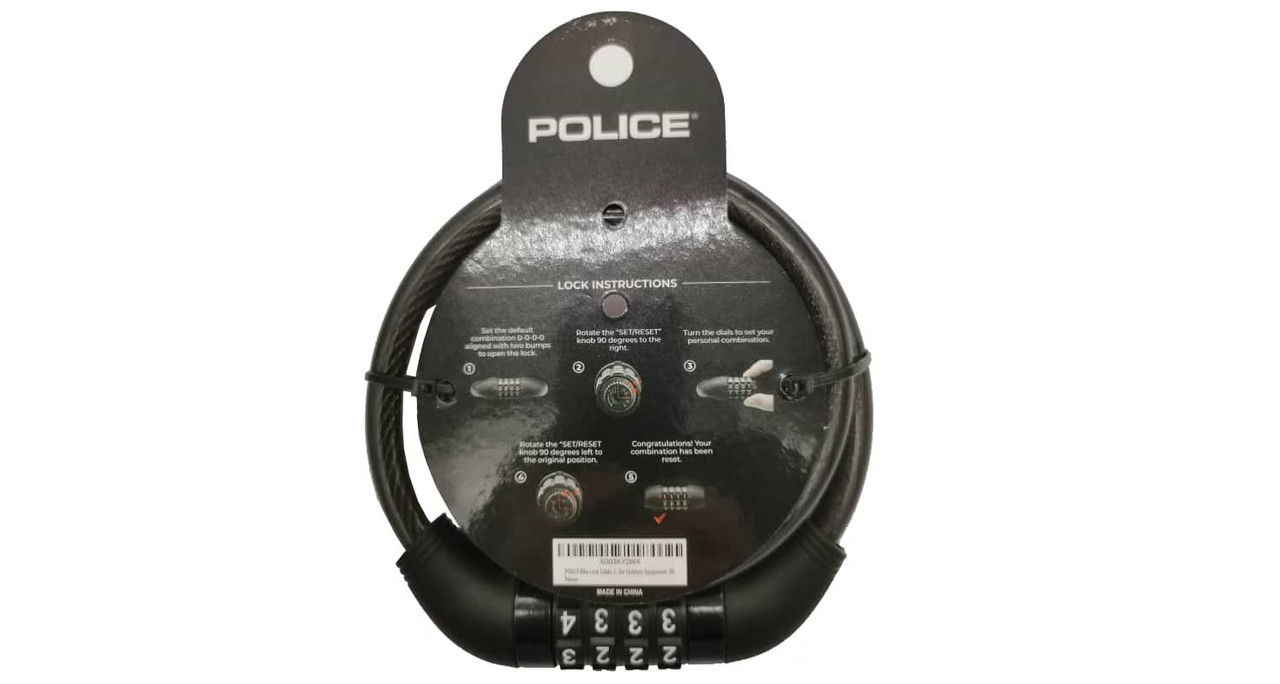 POLICE 4-Digit Combination Password Bike Lock Cable Bicycle Chain