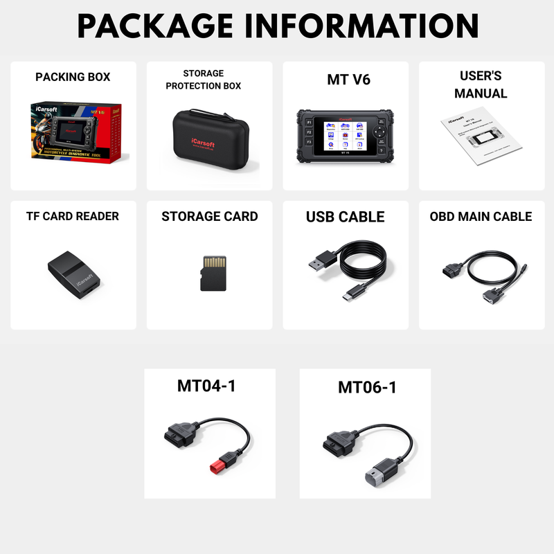 Storage-protection-box-MT-V6-User-s-Manual-TF-Card-Reader-Storage-Card-USB-Cable-OBD-Main-Cable
