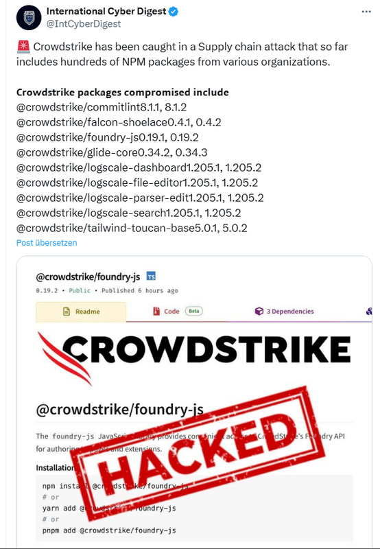 CrowdStrike npm packages infected