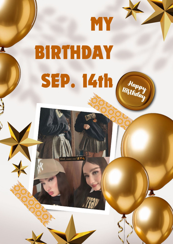 Documento A4 Feliz Cumpleaños Happy Birthday Moderno Dorado Metalico