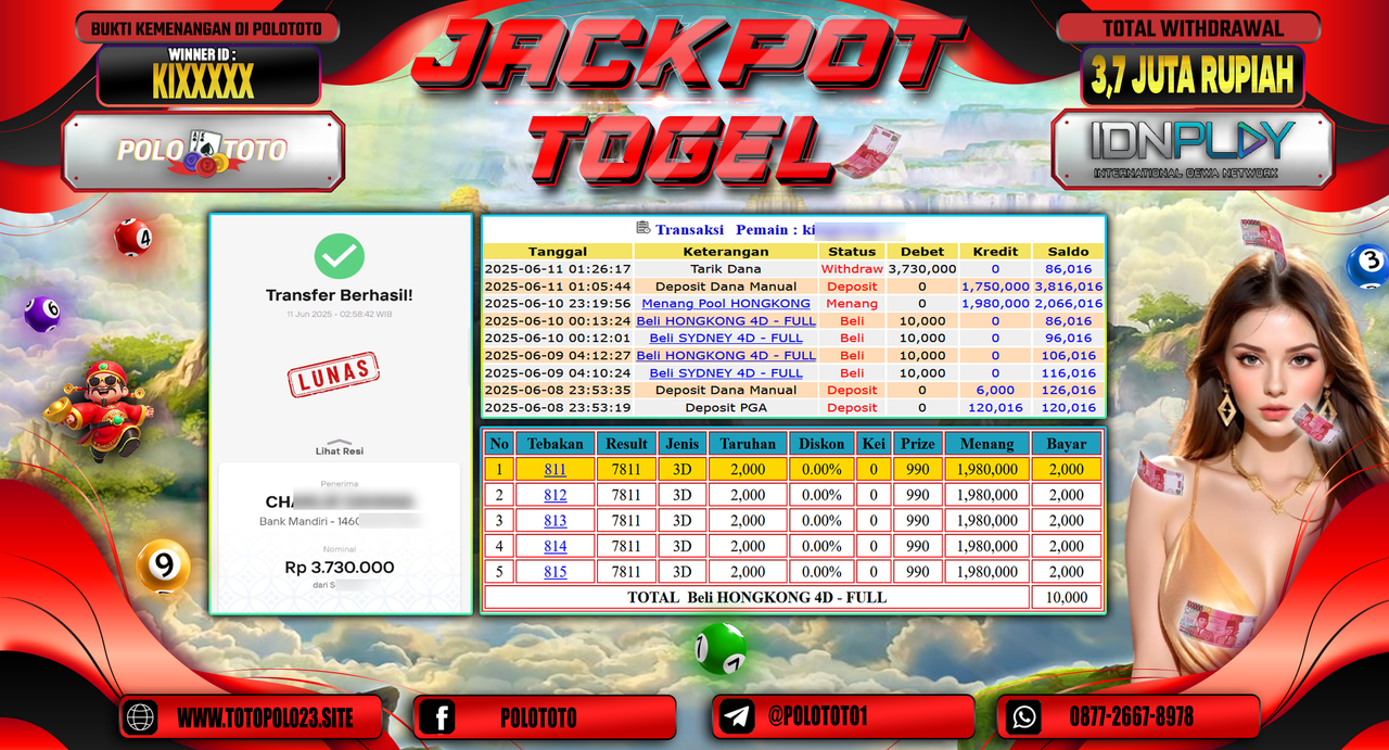 POLOTOTO JACKPOT TOGEL HONGKONG LOTTO Rp.3.730.000,-