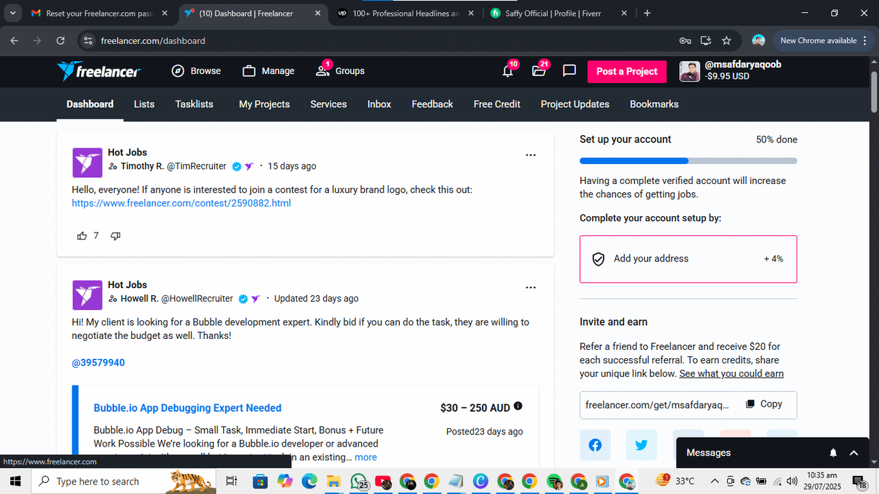Freelancer dashboard sample