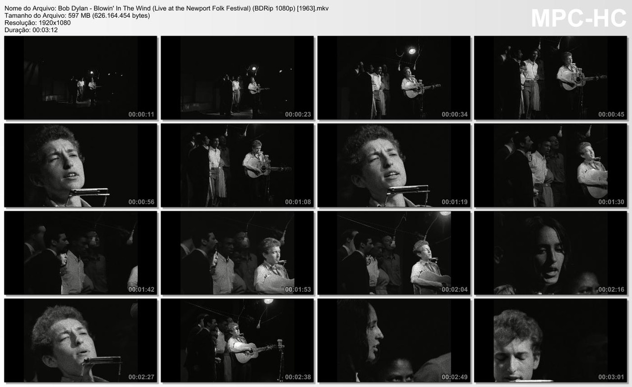 Bob Dylan - Blowin' In The Wind (Live at the Newport Folk Festival) (BDRip 1080p) [1963]