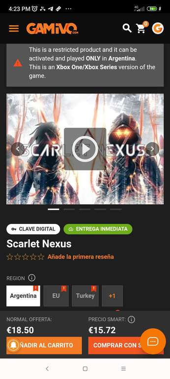 Gamivo Scarlet Nexus Ultimate edition Xbox one 
