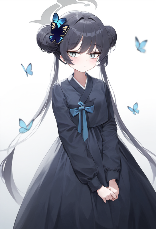 depth of field, 1girl, [kisaki(blue archive)], alternate costume,{{{{black hanbo s-917030352