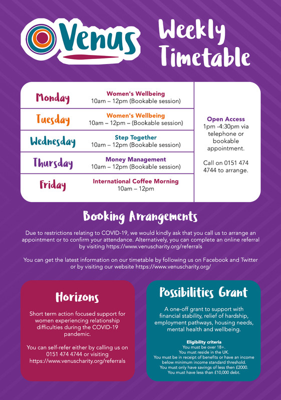 Venus Timetable - Covid-19 (29.09.2020)