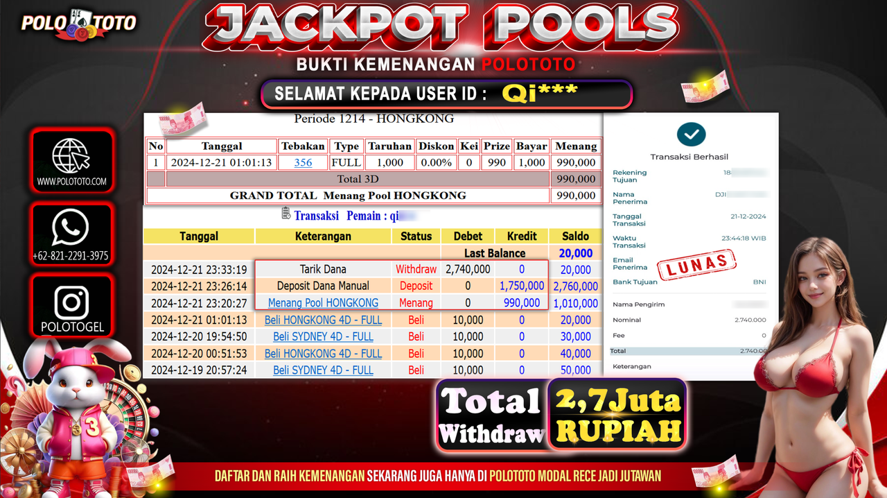 POLOTOTO JACKPOT TOGEL PASARAN HONGKONG Rp.2,740.000,-