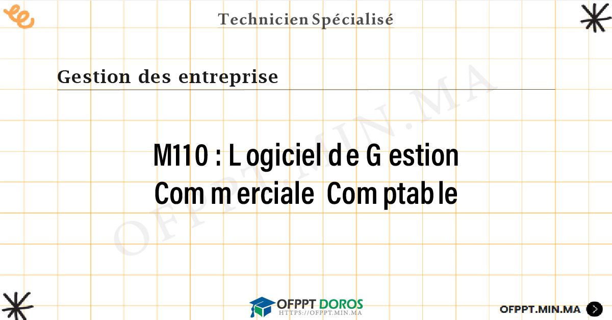 Sommaire détaillé du cours Logiciel de Gestion Commerciale Comptable M110 OFPPT - Structure du module
