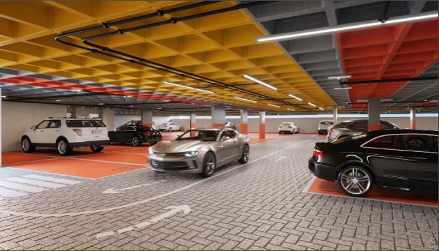 Garagem coberta do Essenza Paiva com infraestrutura para veículos elétricos