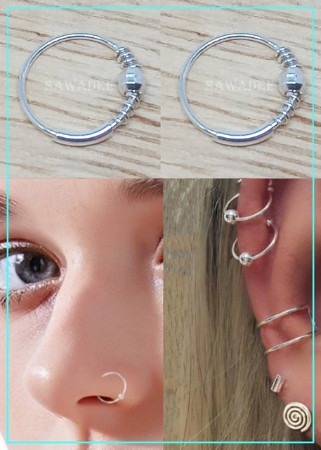 Orecchini Piercing Cerchietto Liscio 9-10mm Naso Cartilagine Trago 124102660895