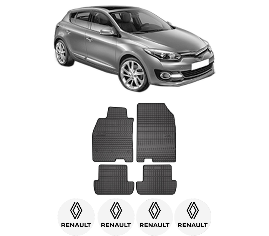 Set covorase presuri RENAULT MEGANE III Ph II din 2012-2016, auto, din cauciuc thermoplastic, 4 Stickere auto cu RENAULT
