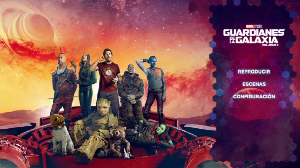 GUARDIANS OF THE GALAXY VOL 3 MENU - Guardianes de la galaxia Vol. 3 [2023] [Ciencia ficción, aventuras] [DVD9] [PAL] [Leng. ESP/FRA/ENG] [Subt. Multi]