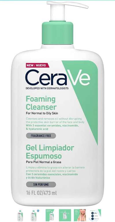 Amazon: CeraVe Gel Limpiador Espumoso 473ml - planea y ahorra