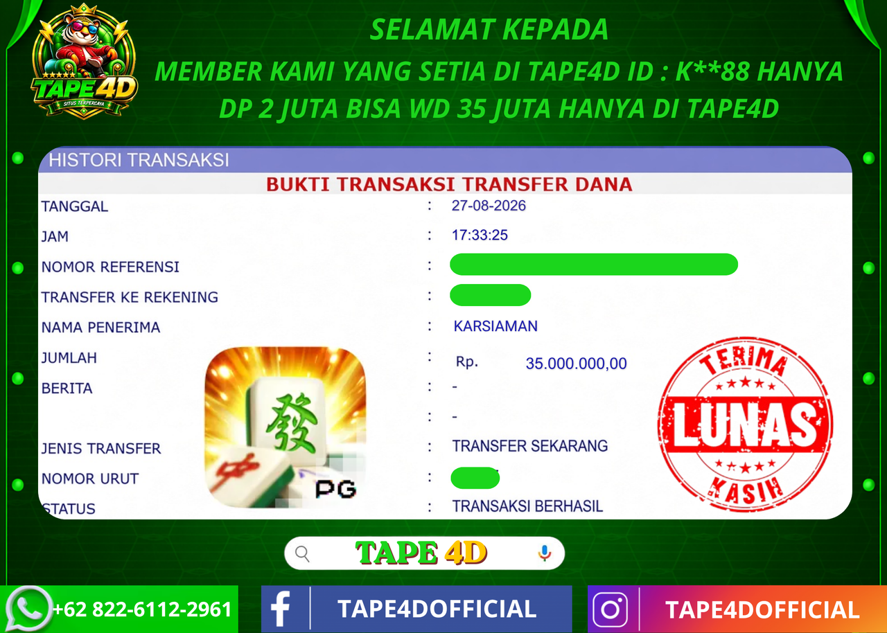 TAPE4D MAJONG WAYS 1 PG SOFT 35.000.000-LUNAS