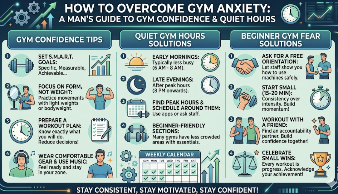 How to overcome gym anxiety woman working out with headphones showing gym confidence tips and beginner gym fear solutions