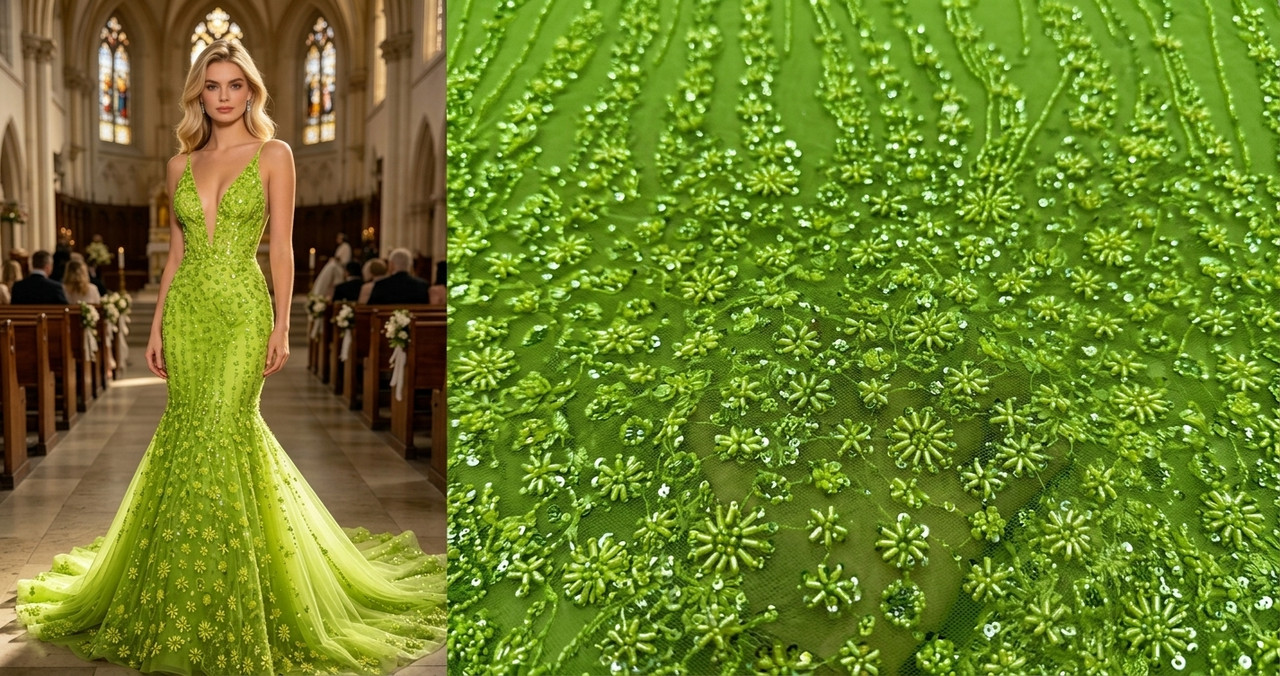 African beaded sequins lace fabric for elegant party dresses