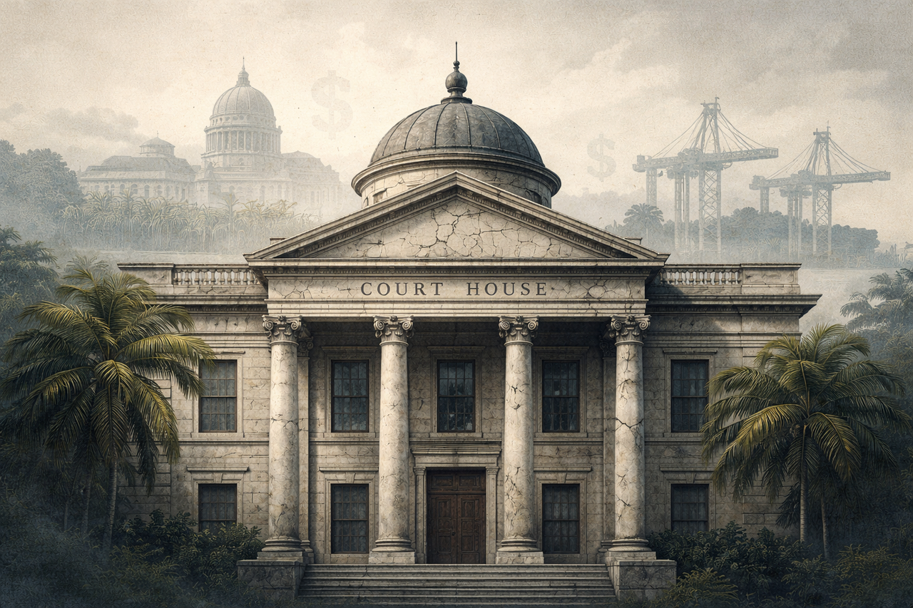 Mauritius government buildings and coastline