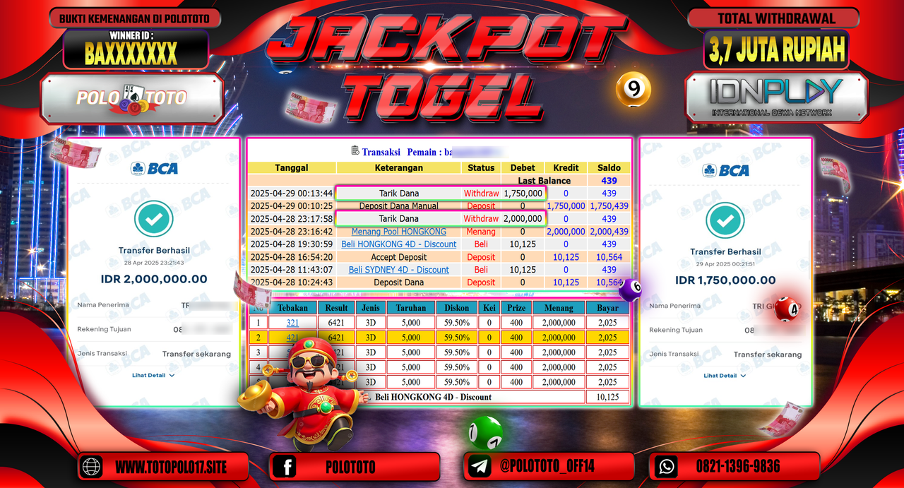 POLOTOTO JACKPOT TOGEL POOL HONGKONG Rp.3.750.000,-