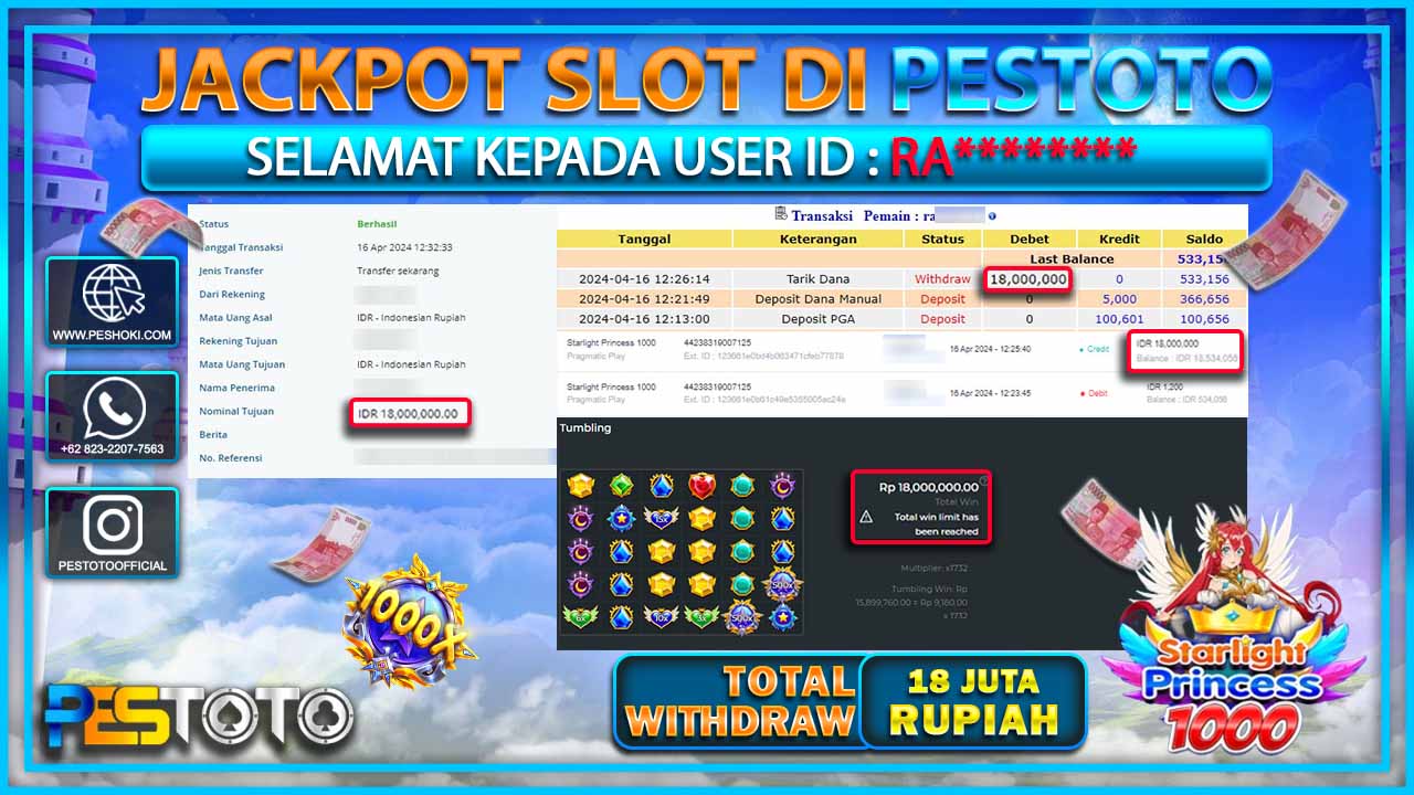 HANYA DI PESTOTO JP PASTI DI BAYAR LUNAS DAN CEPAT!!!!!! JP SLOT { STARLIGHT PRINCES 1000 } Rp.18.000.000 !!!!!