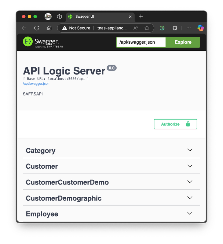 API Logic Server - swagger UI