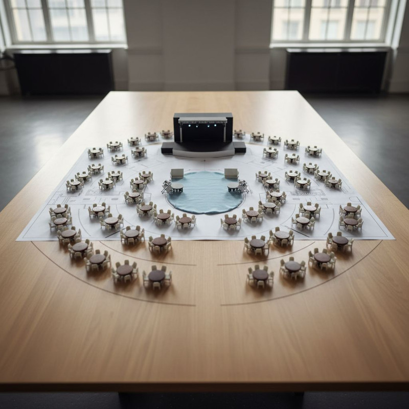 Организатор мероприятия сверяет пункты договора, выбирая надежного поставщика для аренды мебели.