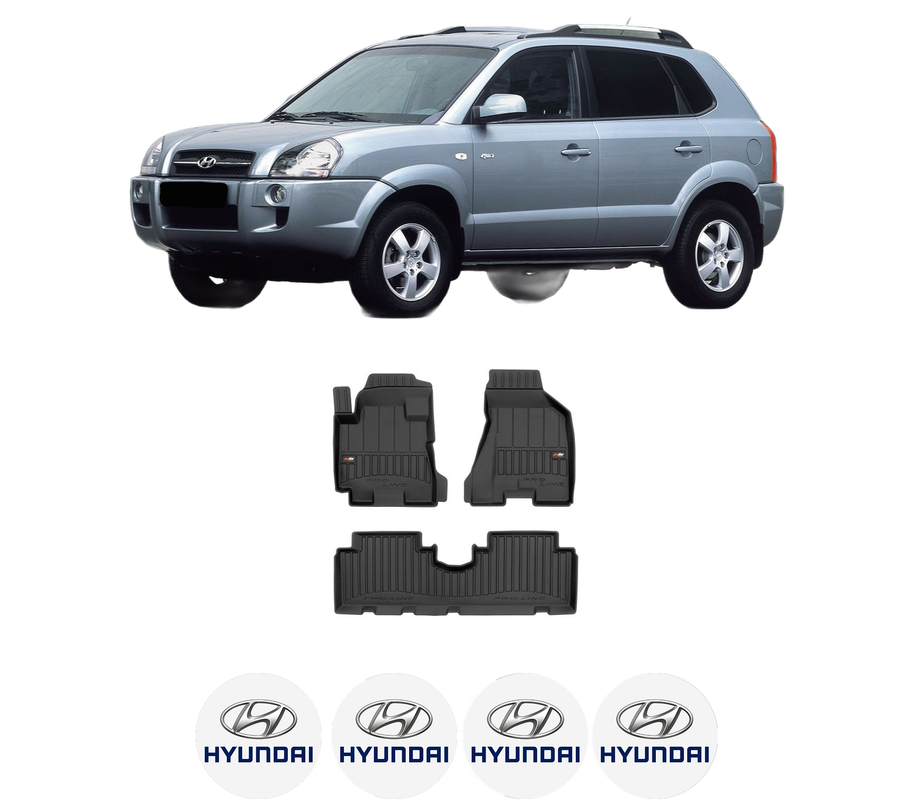 Set covorase presuri HYUNDAI TUCSON (JM) din 2004-2012, auto, din cauciuc thermoplastic, 4 Stickere auto cu HYUNDAI