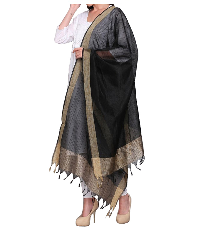 Chanderi Dupatta Gold Toned Striped with Zari Veil Stole Neck Scarf For Women's - Picture 20 of 46
