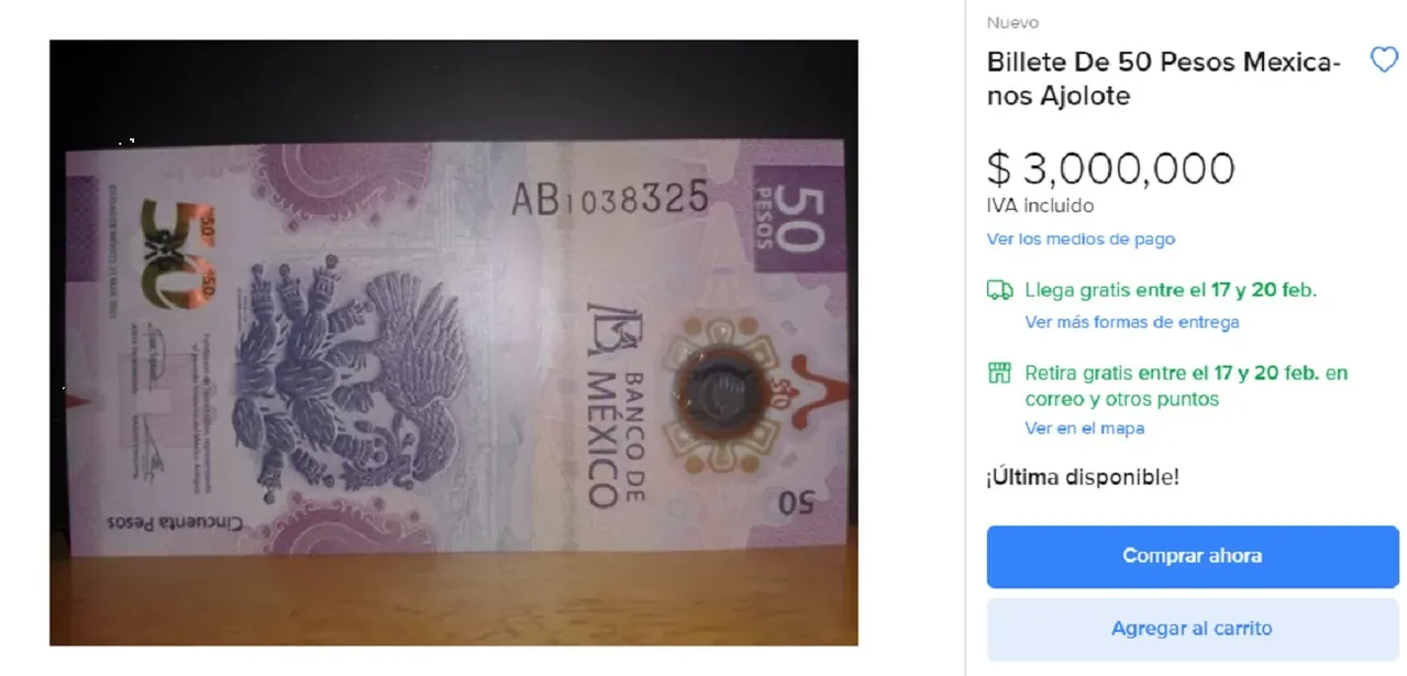 ¿Lo tienes? Billete del ajolote se vende hasta en 3 millones de pesos