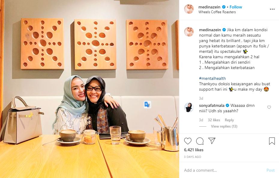 Unggahan terbaru di Instagram Medina Zein