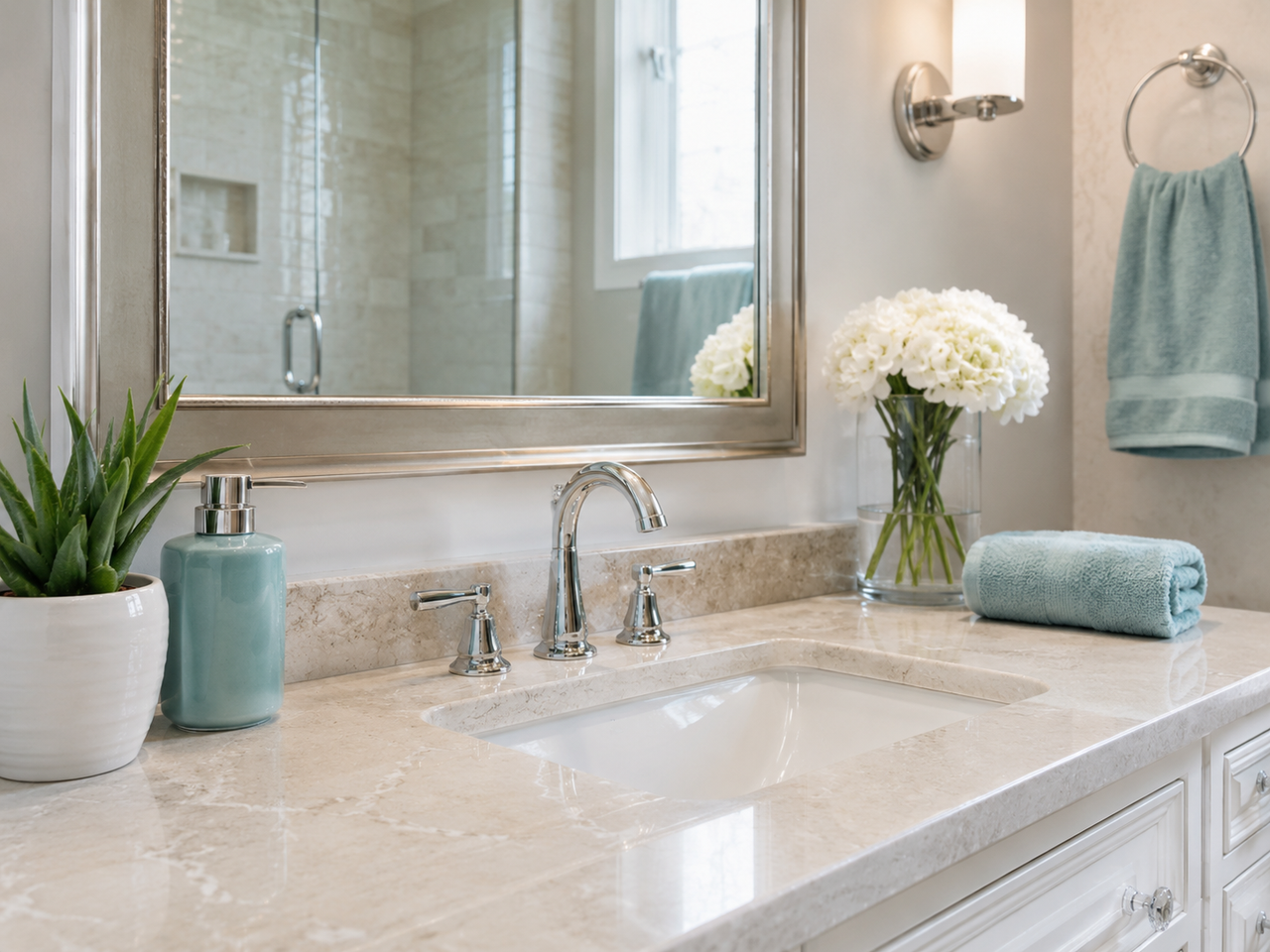 Sparkling bathroom cleaning result