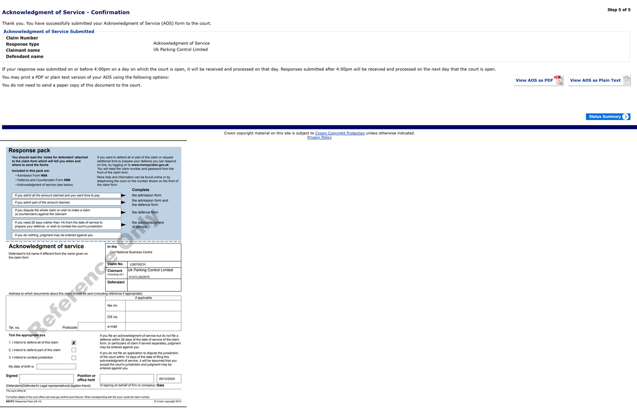 Acknowledgment of service edited