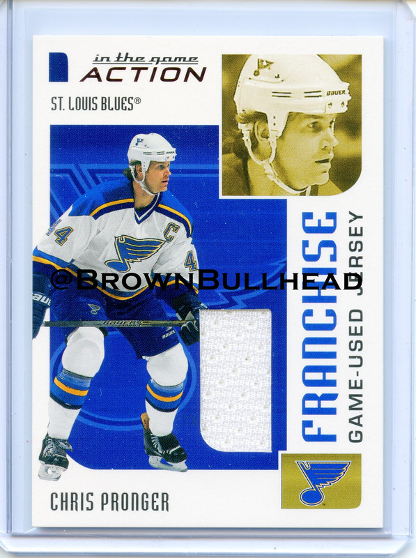 2003-04 ITG Action Jerseys #M-265 [Chris Pronger] [St. Louis Blues] [Franchise] [~100] [swatch=white