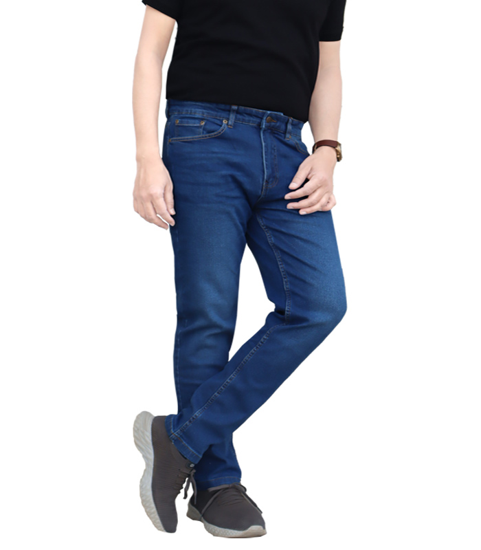 Men’s Formal Trouser Slim Fit Plain Front Cross Pocket Color: FE Jeans (2.NAVY)