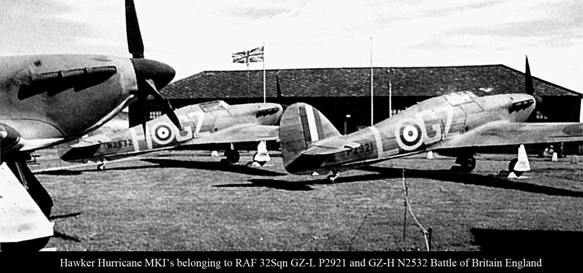 Hurricane-I-RAF-32Sqn-GZL-P2921-and-GZH-