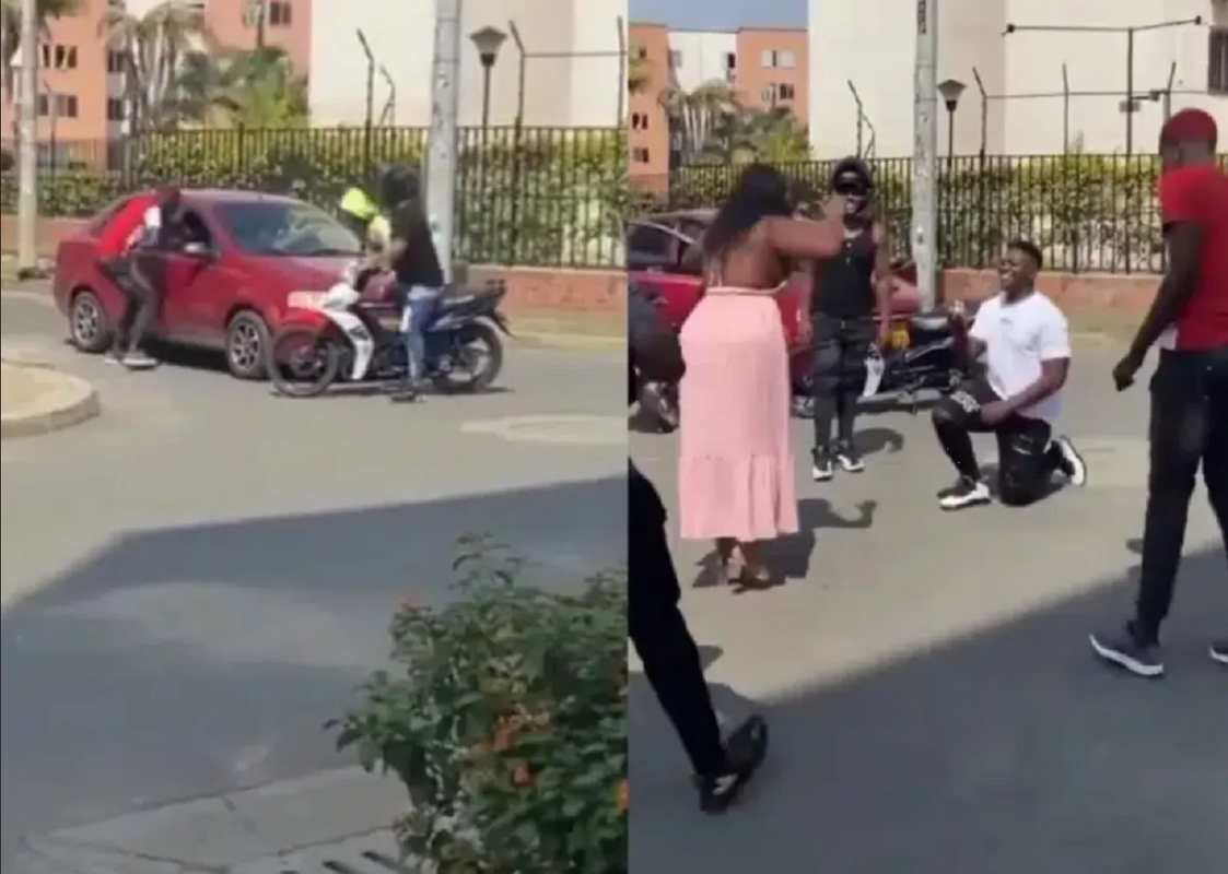 Pedida de mano se hace viral, finge un asalto y casi infarta a la novia: video
