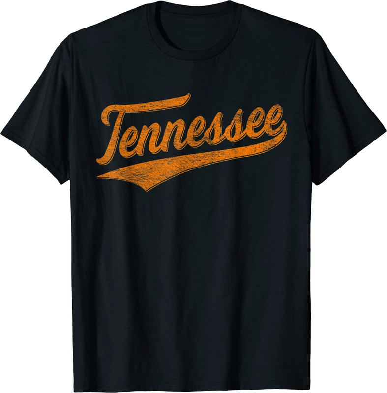 Tennessee Baseball Sports Script Cursive Flag Swoosh Unisex T-Shirt