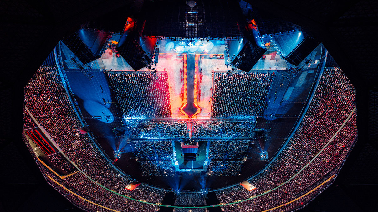 Imagine Dragons Live Arena Stage Production and Lighting Matrix Layout