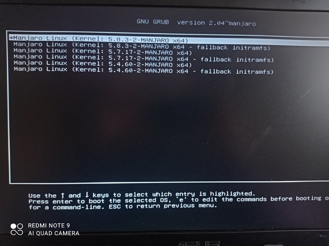 GRUB avancée Manjaro