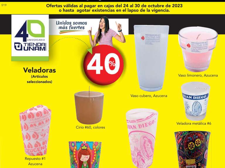 Tienda UNAM: 40 % de descuento en veladoras (para la ofrenda)